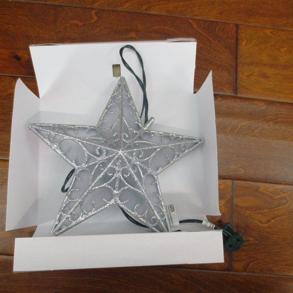 Lighted Silver Star 9" Christmas Tree Topper Brand New - Picture 2 of 5